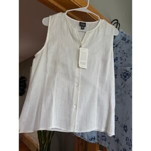 Eileen Fisher round neck linen sleeveless top womens M
NWT